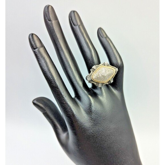 Elizabeth Adams Collection Sterling Silver 925 Pave Diamonds Statement Ring Sz 6 - Picture 13 of 16